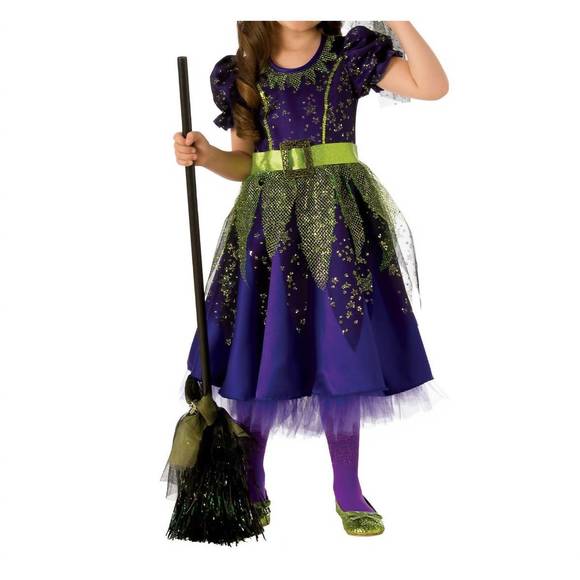 NEW RUBIES COSTUME COMPANY girls twilight witch costume in purple/gold/green - Picture 1 of 2